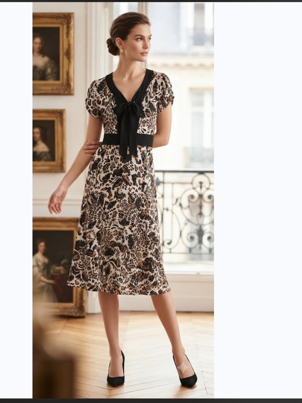Diane von Furstenberg DVF Svetlana Silk Wool Bow Accent Midi Dress Size 8
